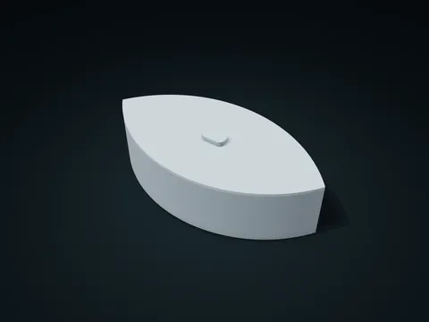 Almond Arc Lift-Off Case model preview, default size 220 × 110 × 65 mm, 2 parts