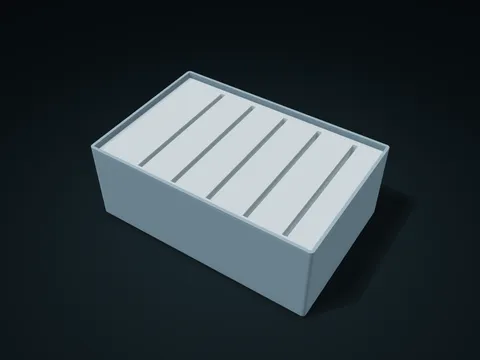 Angled Plate Lift-Out Document Bin model preview, default size 190 × 125 × 70 mm, 2 parts