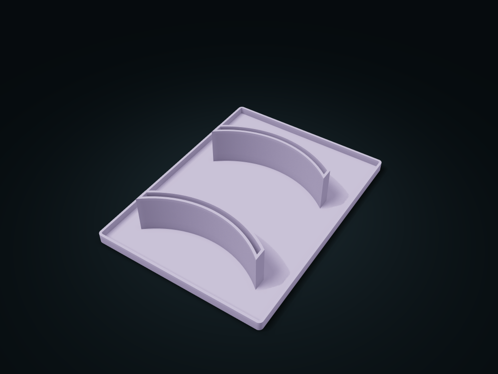 Curved Brim Cap Holder model preview, default size 210 × 280 × 50 mm, 1 part