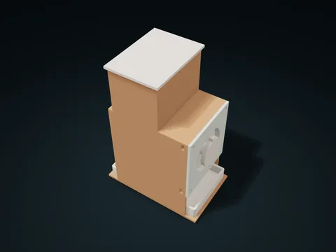 Auger Feed Storage Box model preview, default size 106.4 × 71.6 × 148.2 mm, 5 parts