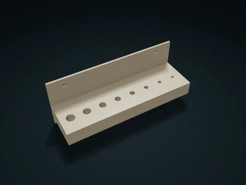 Vorschau von Bohrerhalter mit Rückwand und zwei Stützstreben, Standardmaße 170 × 52 × 65 mm, Bauteile: 1