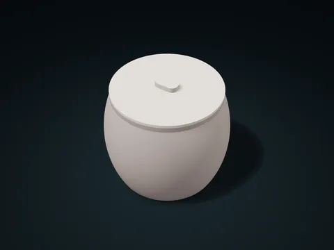 鼓桶圆腹提盖罐模型预览，默认尺寸 130 × 130 × 112 mm，2 个零件