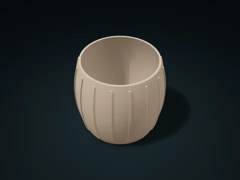Barrel Reed Storage Cup model preview, default size 128 × 128 × 112 mm, 1 part