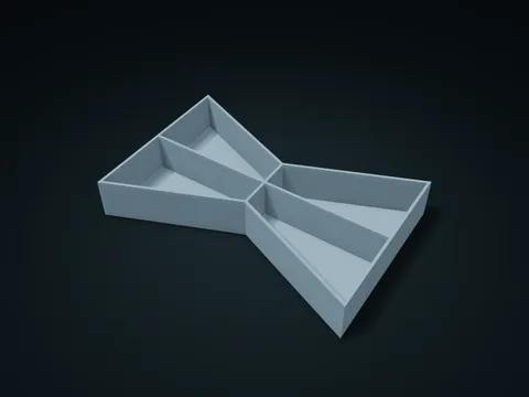 蝴蝶结双向分仓盒模型预览，默认尺寸 220 × 145 × 36 mm，1 个零件