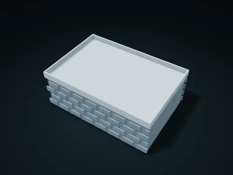 Staggered Brick Tray Lid Box model preview, default size 190 × 130 × 72 mm, 2 parts