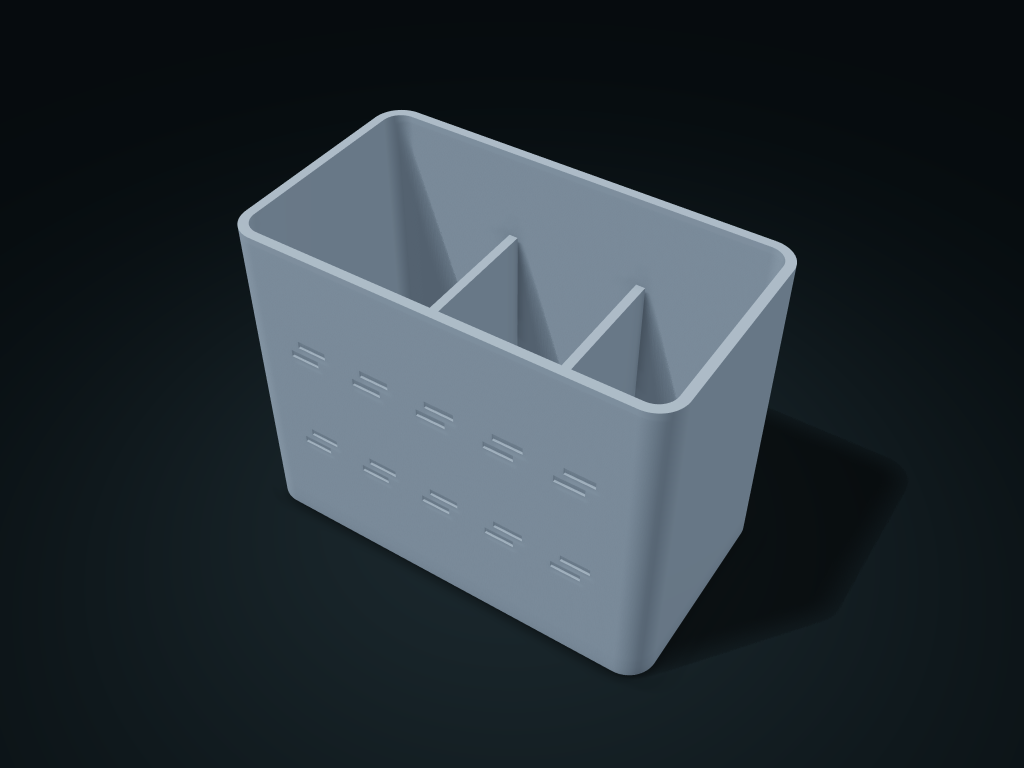 Brick-Slot Pattern Chopstick & Spoon Crock model preview, default size 180 × 100 × 140 mm, 1 part
