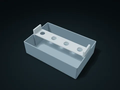 Brush Pass-Through Lift Bridge Box model preview, default size 180 × 120 × 65 mm, 2 parts