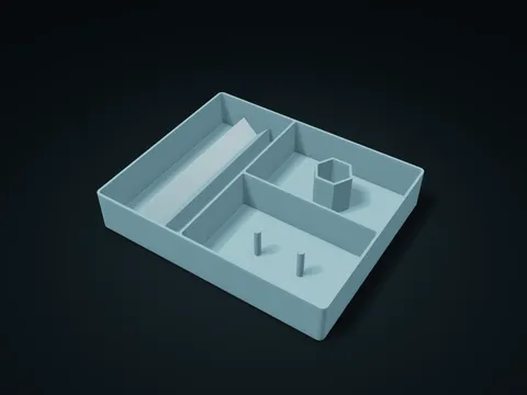 Assembly Pin & Axle Organizer Tray model preview, default size 226 × 184 × 40 mm, 1 part