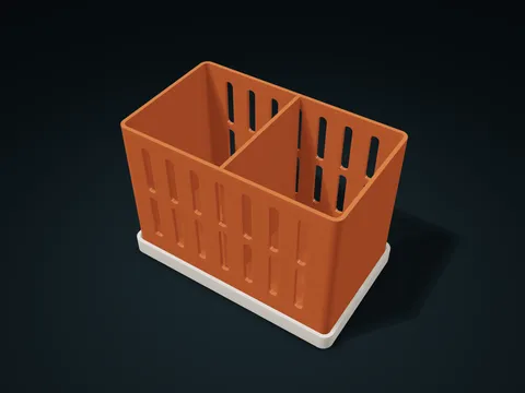 Twin-Column Capsule Window Bathroom Basket model preview, default size 160 × 96 × 112 mm, 2 parts
