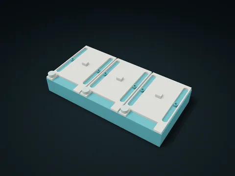 Travel-Limited Twin Compartment Portion Box model preview, default size 180 × 90 × 32 mm, 7 parts