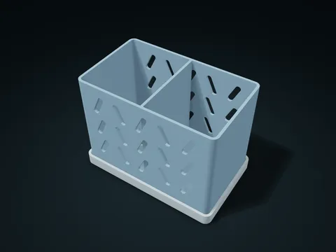 Zigzag Slanted Window Bathroom Basket model preview, default size 150 × 92 × 110 mm, 2 parts
