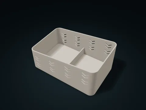 Paired Chevron Sloping Rim Sorting Bin model preview, default size 220 × 140 × 98 mm, 1 part