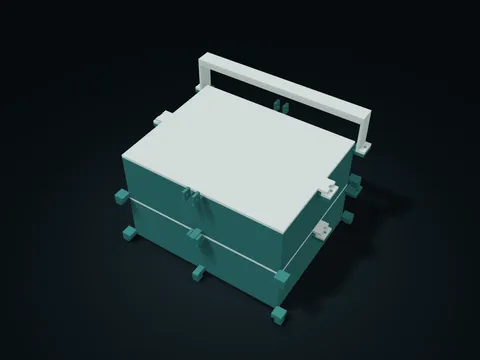 Fork-Ear Linked Divided Box Set model preview, default size 220 × 180 × 164 mm, 7 parts