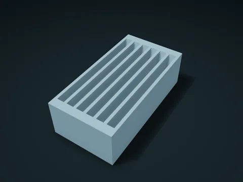Curved-Bottom Coaster Slot Box model preview, default size 51.6 × 100.6 × 30.9 mm, 1 part