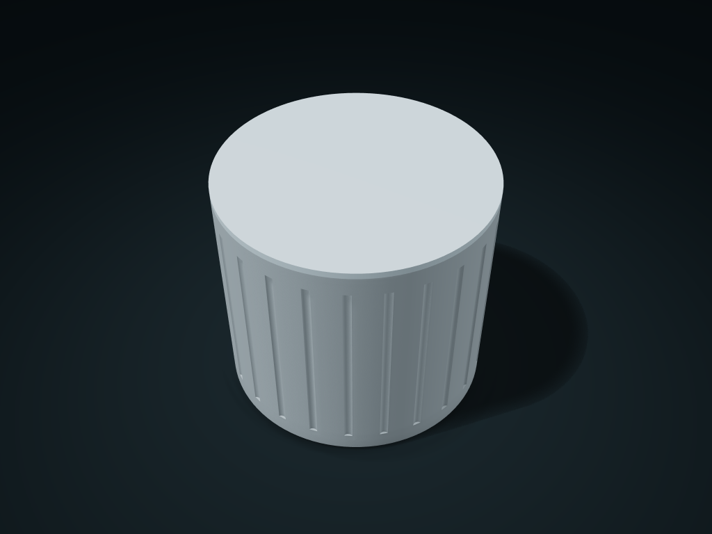 Collared Fluted Lift-Lid Jar model preview, default size 114 × 114 × 102 mm, 2 parts