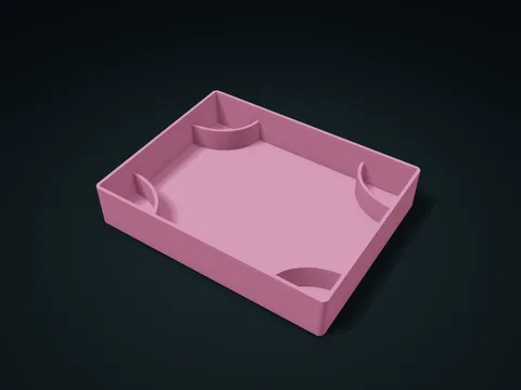 Four-Corner Arc Compartment Center Tray model preview, default size 180 × 140 × 34 mm, 1 part
