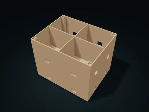 Four-Corner Locating Stacking Baskets model preview, default size 200 × 160 × 160 mm, 2 parts