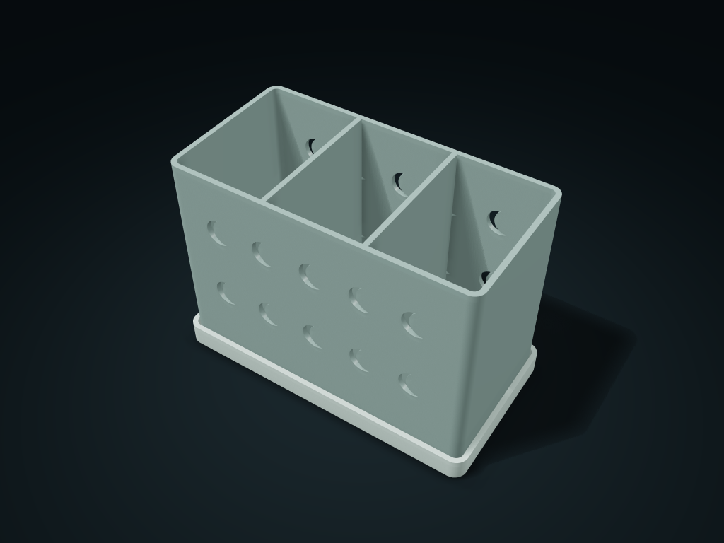 Crescent Window Toothbrush Drip Caddy model preview, default size 168 × 88 × 118 mm, 2 parts