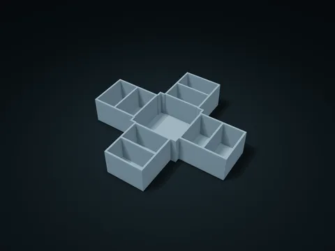 Cross Desk Direction Box model preview, default size 200 × 190 × 38 mm, 1 part