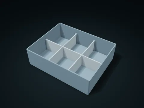 Half-Slot Cross Divider Box model preview, default size 190 × 150 × 55 mm, 4 parts