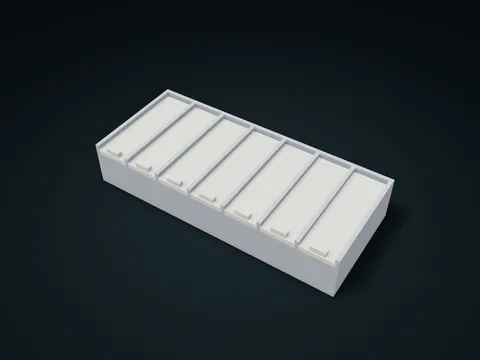 Grouped Independent Sliding Lid Box model preview, default size 210 × 90 × 38 mm, 8 parts