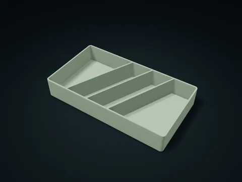 Angled Divider Drawer Insert model preview, default size 220 × 120 × 35 mm, 1 part