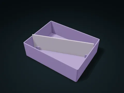 Angled Slot Lift-Out Divider Box model preview, default size 165 × 125 × 55 mm, 2 parts