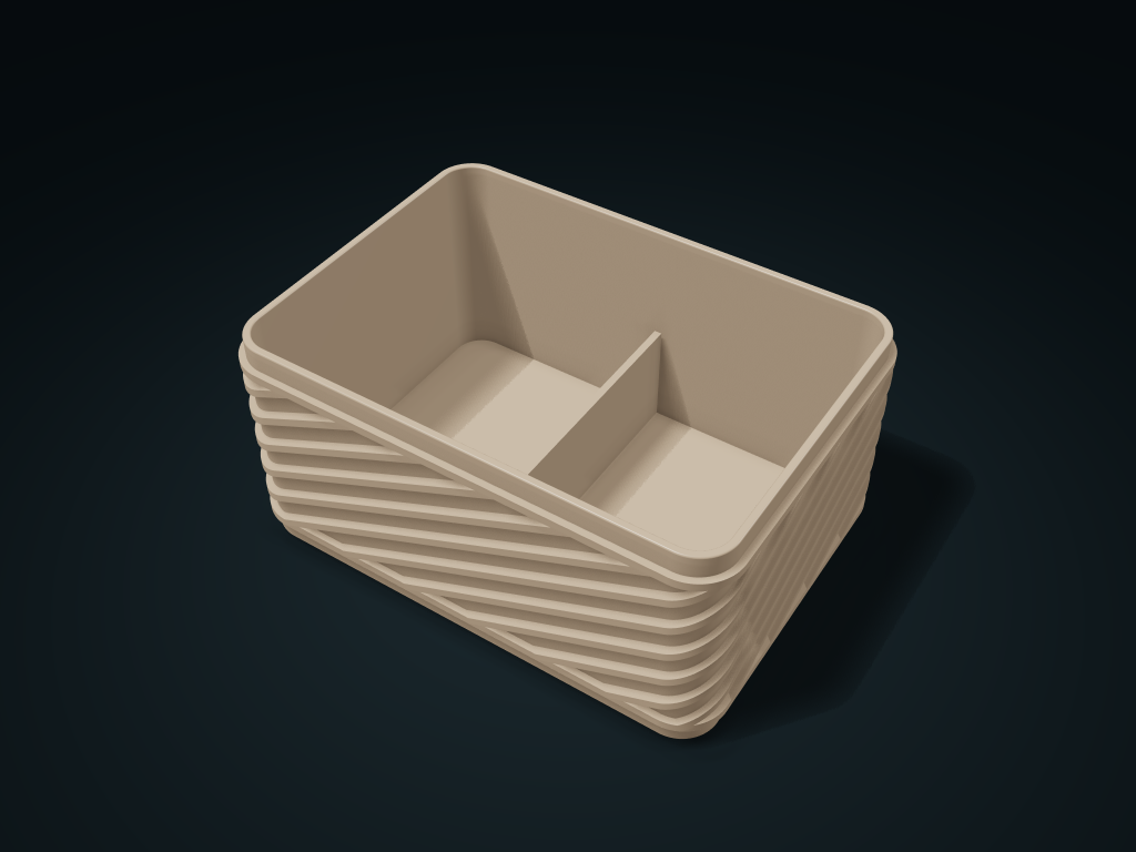 Diagonal Wrap Rib Organizer model preview, default size 180 × 130 × 85 mm, 1 part