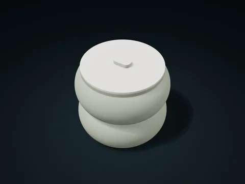 双鼓弧环提盖罐模型预览，默认尺寸 130 × 130 × 112 mm，2 个零件
