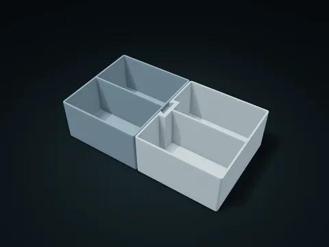 Dovetail Side-Joined Twin Boxes model preview, default size 230 × 130 × 60 mm, 2 parts