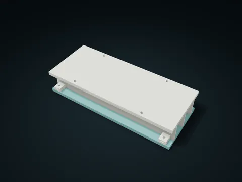 Drop-Down Lid Cable Raceway model preview, default size 220 × 90 × 42 mm, 2 parts