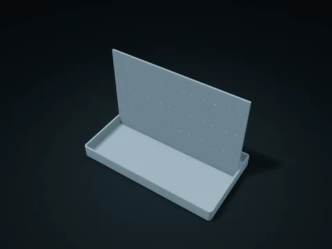 耳饰挂孔分类盒模型预览，默认尺寸 180 × 100 × 120 mm，1 个零件