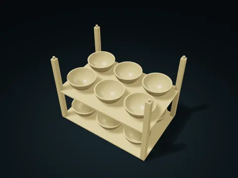 Curved Egg Pocket Stacking Trays model preview, default size 178.4 × 121.2 × 140.8 mm, 2 parts
