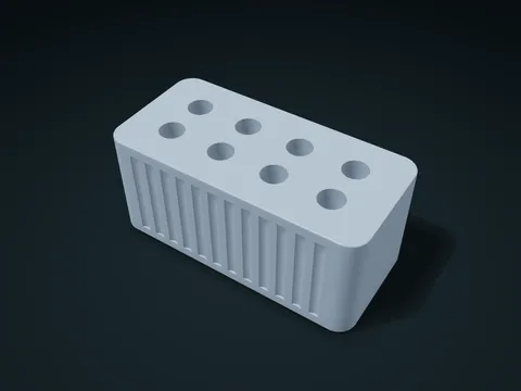 Fluted Multi Hole Pen Block model preview, default size 126 × 60 × 55 mm, 1 part