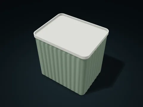 Fluted Storage Box model preview, default size 140 × 110 × 135 mm, 2 parts