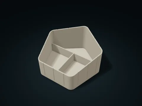 Fluted Pentagon Rising-Rim Caddy model preview, default size 200 × 192 × 105 mm, 1 part