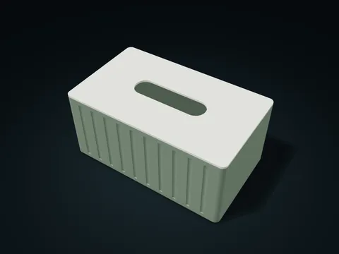 Round Recessed Groove Tissue Box model preview, default size 220 × 130 × 100 mm, 2 parts