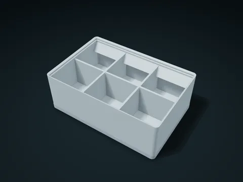 42-Cell Locating Bin Box model preview, default size 126 × 84 × 45.8 mm, 2 parts