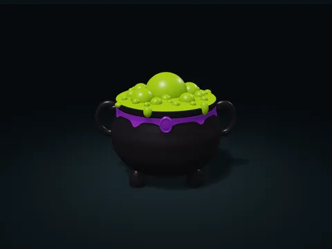 Bubbling Cauldron Storage Box model preview, default size 206.4 × 160 × 150.2 mm, 2 parts