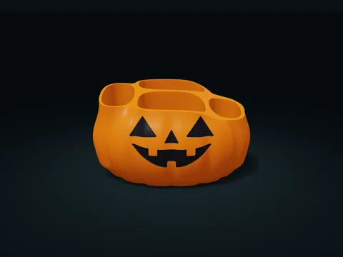 Smiling Pumpkin Four-Pocket Organizer model preview, default size 204 × 154 × 107.5 mm, 1 part