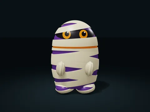 Bandaged Mummy Compartment Box model preview, default size 131.6 × 101.2 × 193 mm, 2 parts