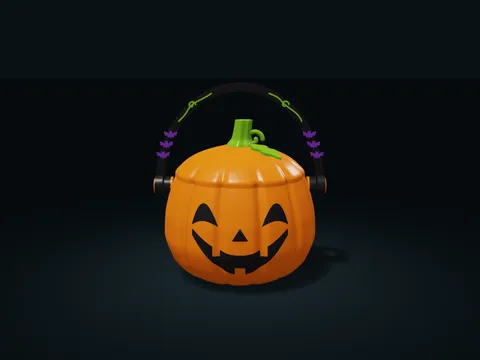 Vine-Leaf Pumpkin Carry Basket model preview, default size 191.4 × 170.4 × 215 mm, 5 parts