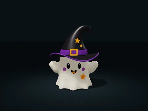 Wizard Hat Ghost Storage Box model preview, default size 173.2 × 170.4 × 210.9 mm, 2 parts