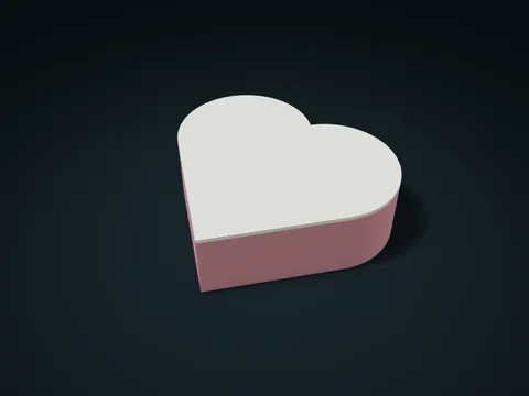 Heart-Shaped Zoned Box model preview, default size 150 × 137.1 × 45 mm, 2 parts