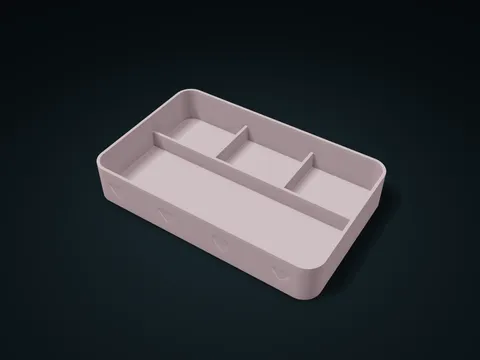 Heart Leaf Long-and-Small Item Valet Tray model preview, default size 220 × 140 × 38 mm, 1 part