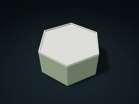 Hexagon Divided Box model preview, default size 140 × 122 × 65 mm, 2 parts