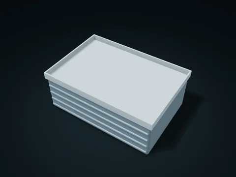 Horizontal Round Ridge Tray Lid Box model preview, default size 190 × 130 × 72 mm, 2 parts