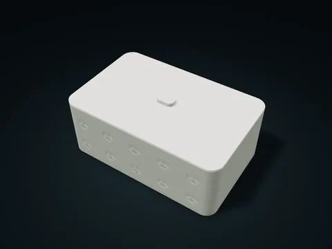 立方格浅纹提盖盒模型预览，默认尺寸 220 × 140 × 90 mm，2 个零件