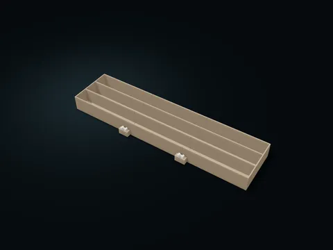 Joined Long Channel Tray model preview, default size 451.2 × 130 × 38 mm, 7 parts