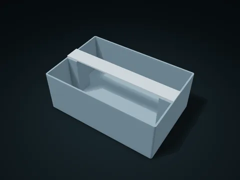 Twin-Pin Handle Limit Box model preview, default size 180 × 120 × 70 mm, 2 parts